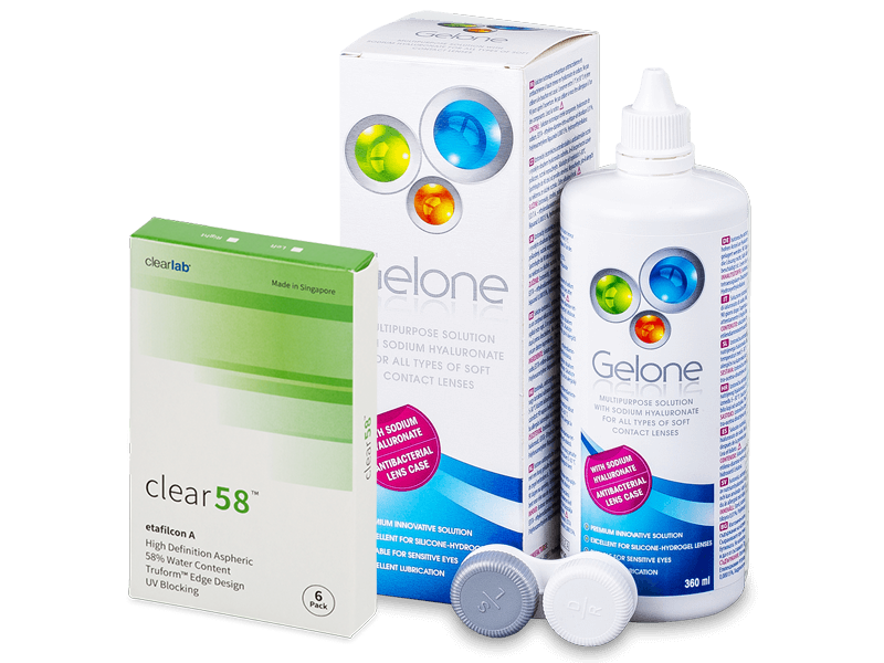 Clear 58 (6 lentes) + Solução Gelone 360 ml