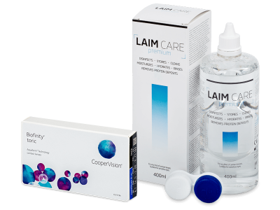 Biofinity Toric (3 lentes) + Solução Laim-Care 400 ml