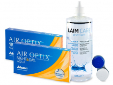 Air Optix Night and Day Aqua (2x3 lentes) + Solução Laim-Care 400 ml