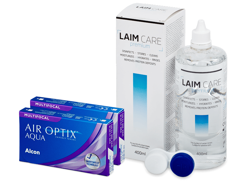 Air Optix Aqua Multifocal (2x3 lentes) + Solução Laim-Care 400ml