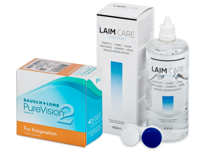 PureVision 2 for Astigmatism (6 lentes) + Solução Laim-Care 400 ml