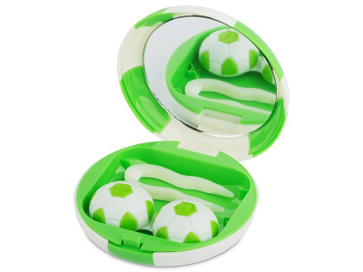 Caixa com espelho para lentes "Futebol" - Verde 