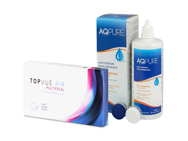 TopVue Air Multifocal (3 lentes) + AQ Pure Solução 360 ml