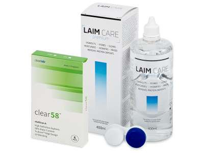 Clear 58 (6 lentes) + Solução LAIM-CARE 400 ml