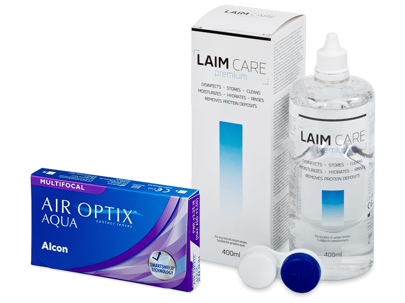 Air Optix Aqua Multifocal (6 lentes) + Solução LAIM-CARE 400 ml