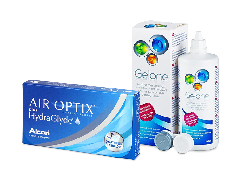 Air Optix plus HydraGlyde (3 lentes) + Solução Gelone 360 ml