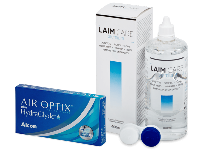 Air Optix plus HydraGlyde (3 lentes) + Solução Laim-Care 400 ml
