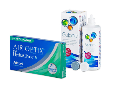 Air Optix plus HydraGlyde for Astigmatism (6 lentes) + Solução Gelone 360 ml