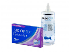 Air Optix plus HydraGlyde Multifocal (3 lentes) + Solução Laim-Care 400 ml