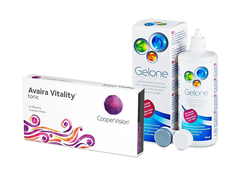 Avaira Vitality Toric (3 lentes) + Solução Gelone 360 ml