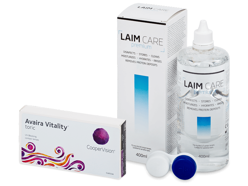 Avaira Vitality Toric (3 lentes) + Solução Laim-Care 400 ml