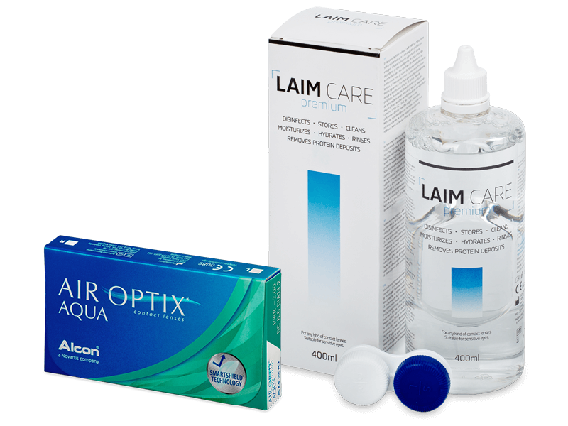 Air Optix Aqua (6 lentes) + Solução Laim Care 400 ml