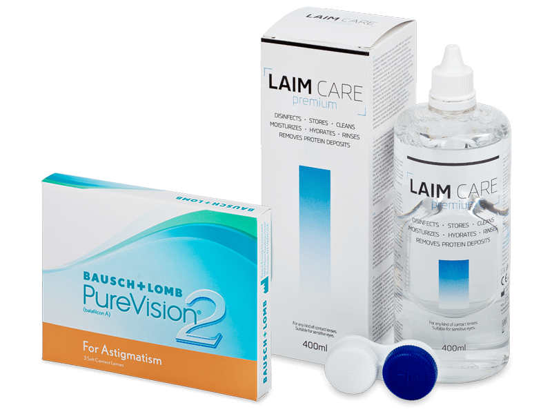 PureVision 2 for Astigmatism (3 lentes) + Solução Laim-Care 400 ml