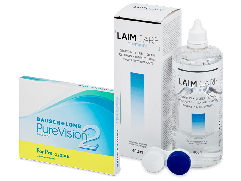 PureVision 2 for Presbyopia (3 lentes) + Solução Laim-Care 400 ml