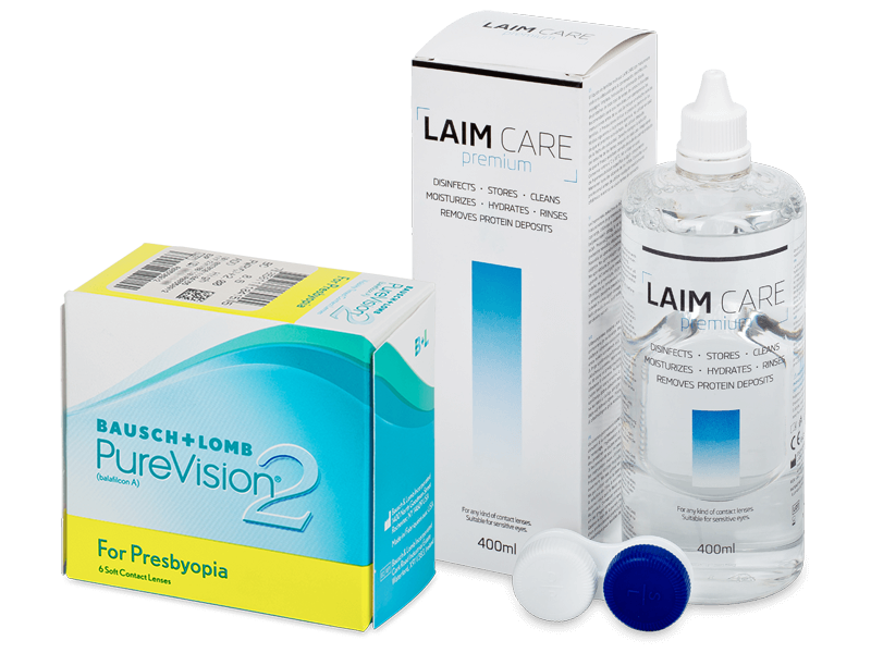 PureVision 2 for Presbyopia (6 lentes) + Solução Laim-Care 400 ml