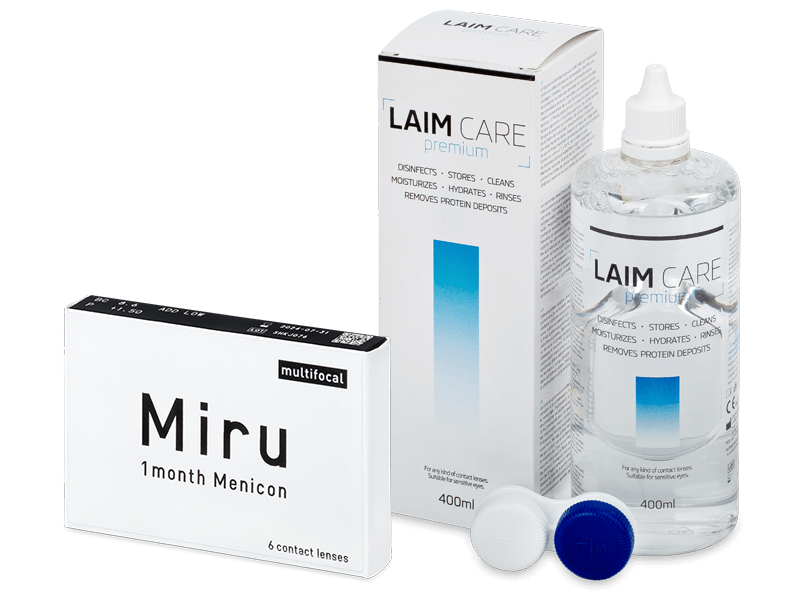 Miru 1 Month Menicon Multifocal (6 lentes) + Solução Laim-Care 400 ml