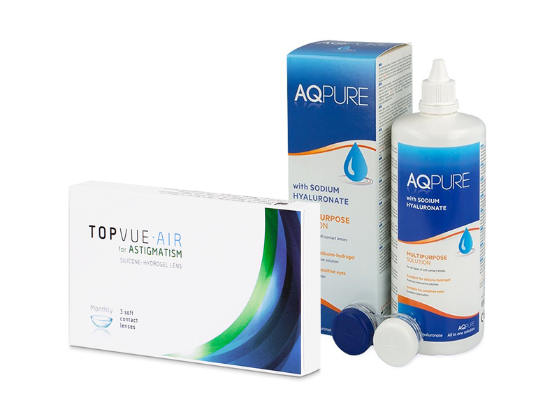 TopVue Air for Astigmatism (3 lentes) + AQ Pure Solução 360 ml