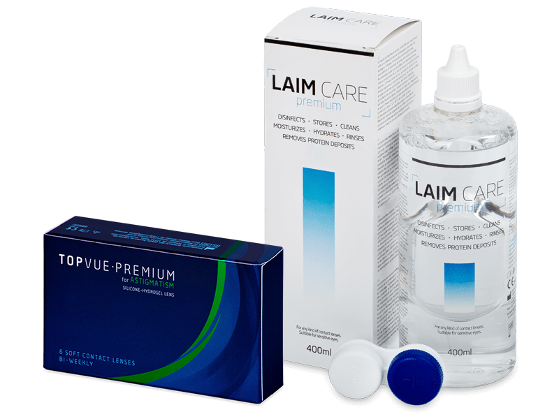 TopVue Premium for Astigmatism (6 lentes) + Laim-Care Solution 400 ml