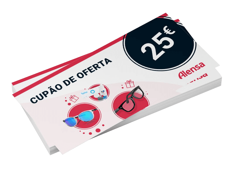 Cupão de oferta para lentes e óculos no valor de 25 € 