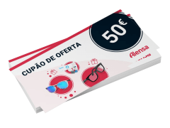 Cupão de oferta para lentes e óculos no valor de 50 € 